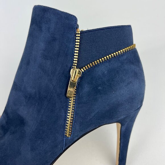 Marc Fisher Womens Serenity Peep Toe Booties Blue Suede Zip Detail size 10W Wide - Picture 11 of 16